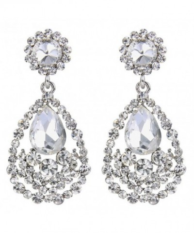 Women's Bohemian Crystal Wedding Bridal Teardrop Cluster Dangle ...