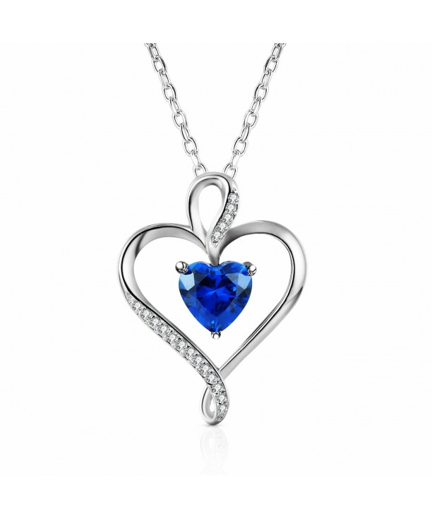 Caperci Sterling Created Sapphire Necklace