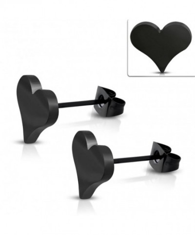 Black Stainless Steel Heart Earrings