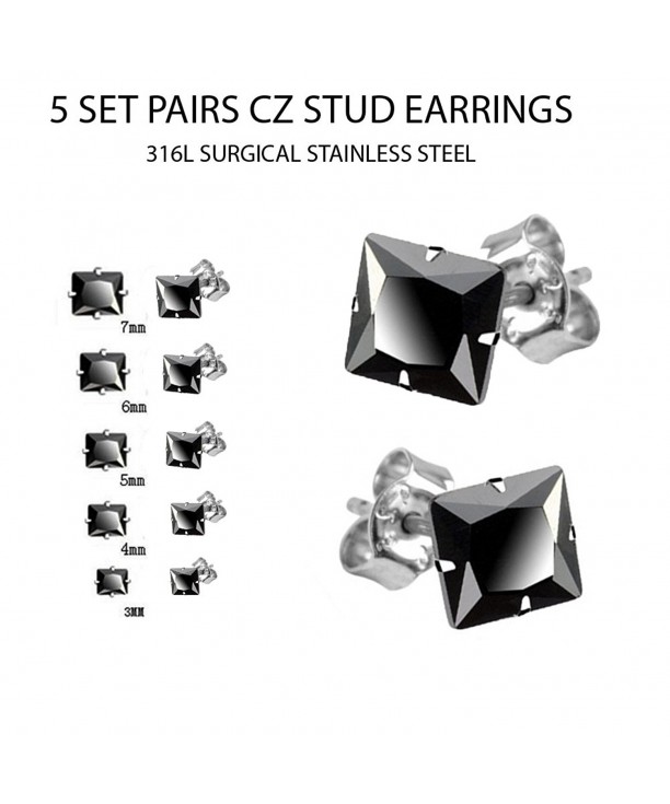 Surgical Stainless Princess Zirconia Earring