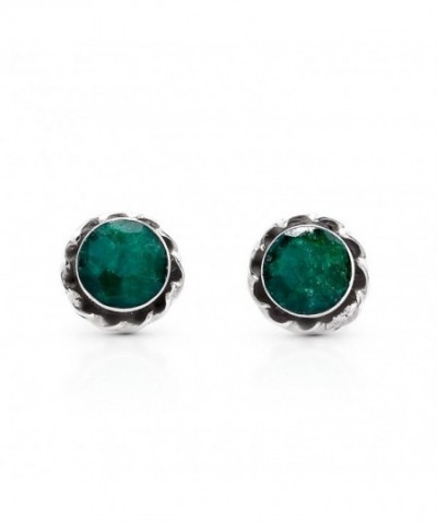 Created Emerald Earrings Sterling Silver