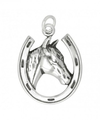 Sterling Silver Horse Horseshoe Charm