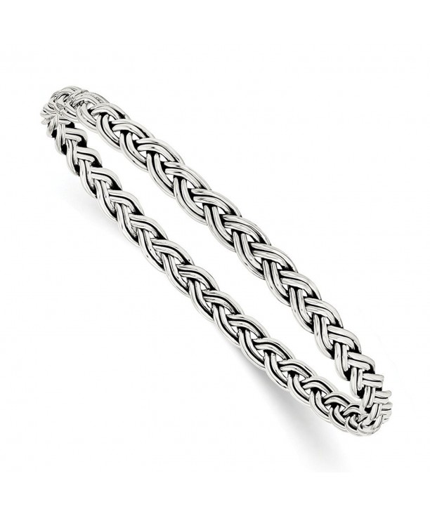 Solid .925 Sterling Silver Antiqued 5.25mm Slip-on Bangle Bracelet ...