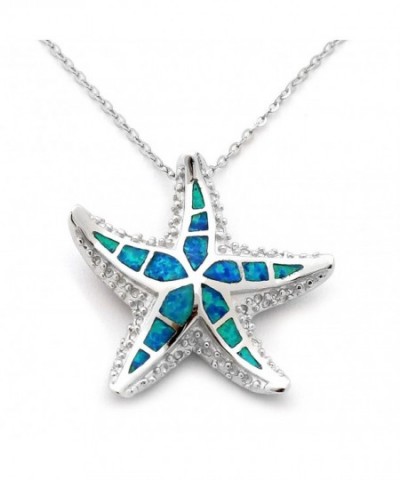 Sterling Rhodium Simulated Starfish Necklace