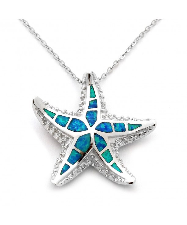 Sterling Rhodium Simulated Starfish Necklace