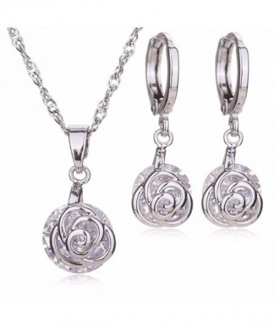 Platium Embedded Necklace Earrings Jewelry