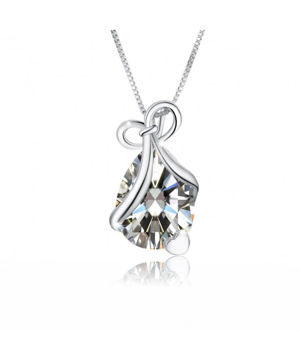 Teardrop Necklace Pendant Zirconia Birthstone