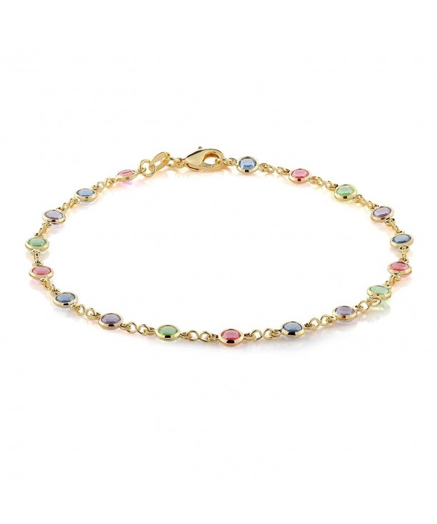 Multi Color Crystal Plated Anklet Bracelet