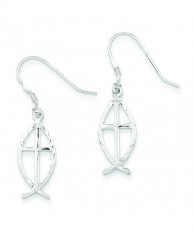 Sterling Silver Diamond Cross Earrings