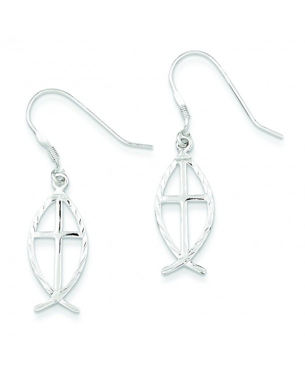 Sterling Silver Diamond Cross Earrings