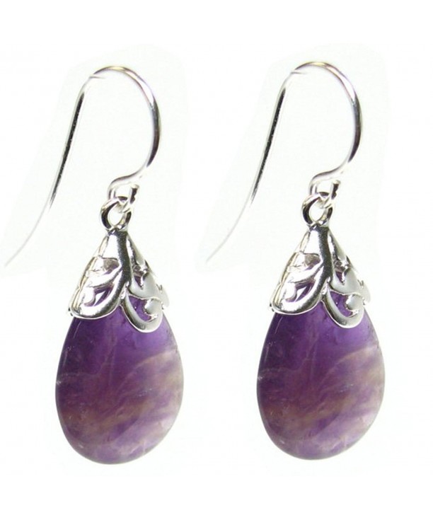 Amethyst Teardrop Sterling Filigree Earwires