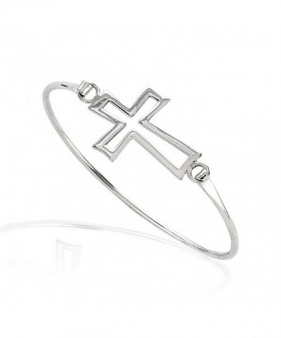 Sterling Silver Cross Bangle Bracelet
