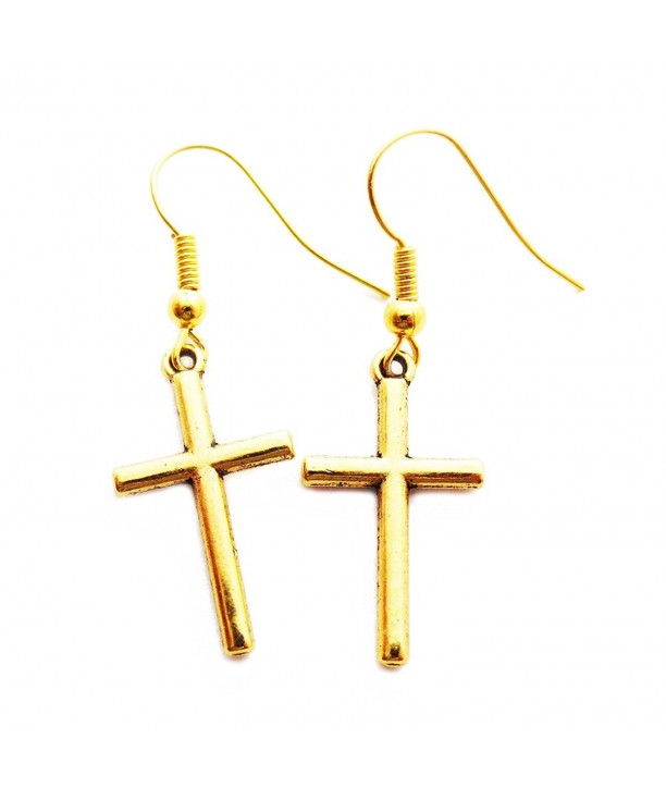Petite Gold Crosses dangle earrings