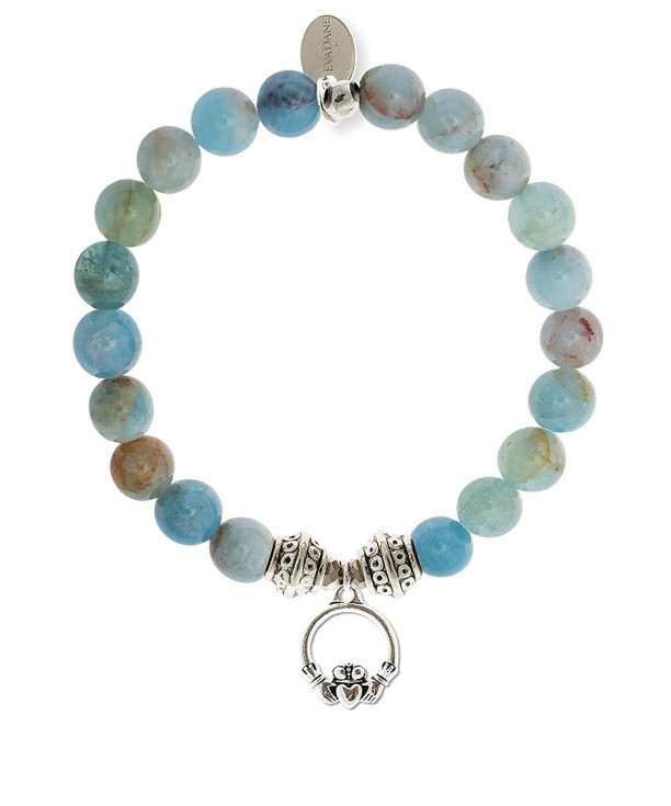 EvaDane Aquamarine Gemstone Claddagh Bracelet