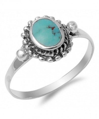 Womens Simulated Turquoise Sterling Silver