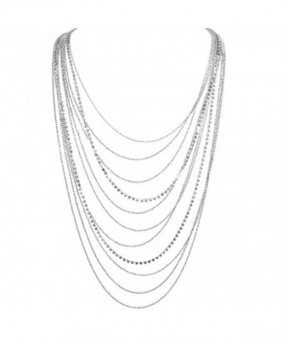 Humble Chic Multi Strand Rhinestone Silver Tone