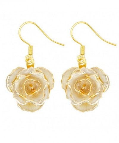 Gold Dipped Rose Earring Ivory