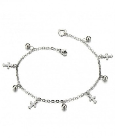 Stainless Anklet Bracelet Dangling Crosses