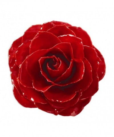 Lacquer Dipped Red Rose Brooch