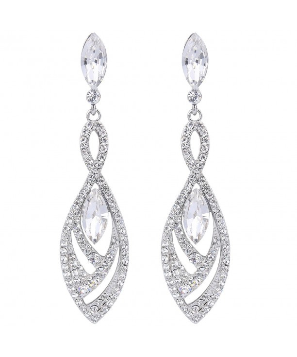 BriLove Gorgeous Chandelier Teardrop Silver Tone