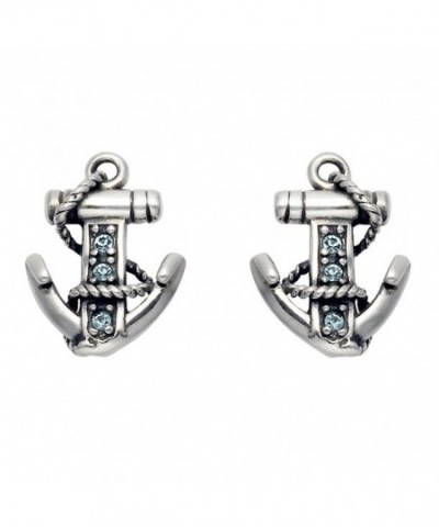 Sterling Silver Anchor Earrings Crystal