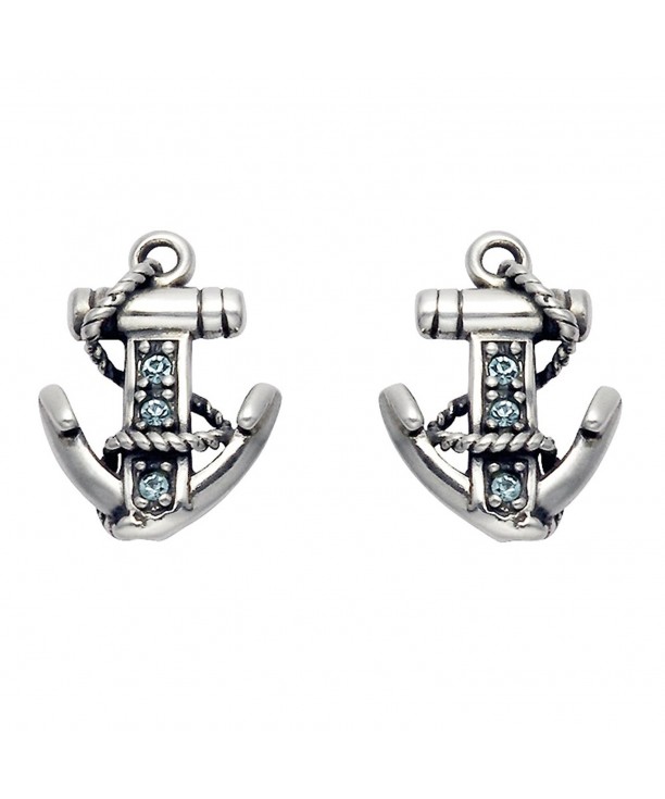 Sterling Silver Anchor Earrings Crystal