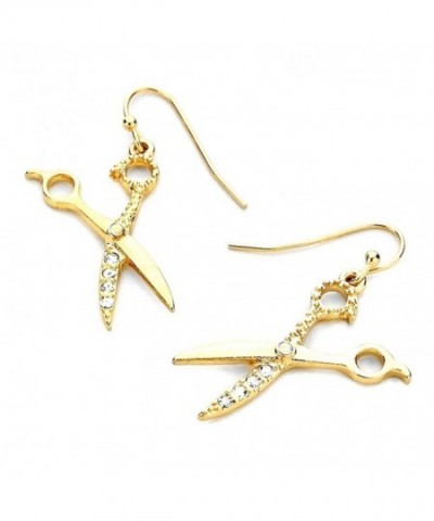 Golden Bejeweled Scissor Drop Earrings