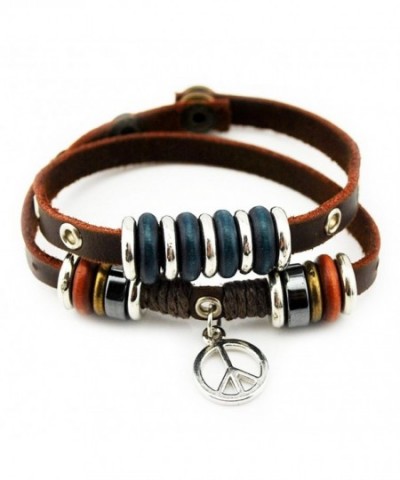 Unique Pendant Leather Adjustable Bracelet