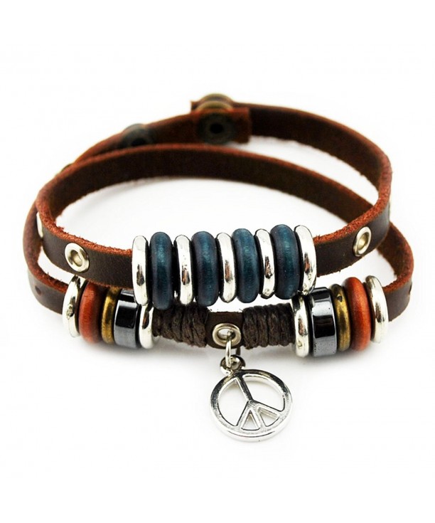 Unique Pendant Leather Adjustable Bracelet