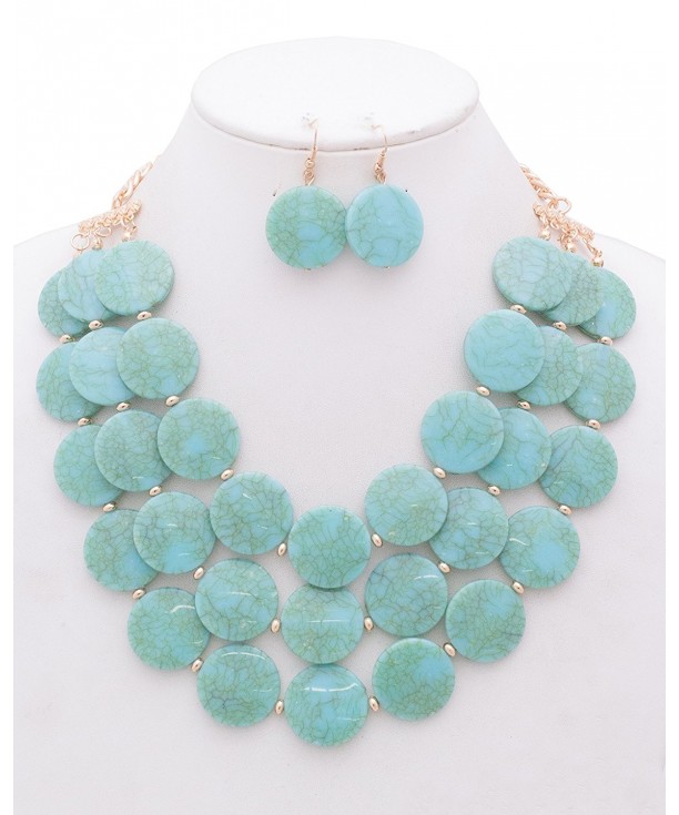 Rounded Statement Necklace Earrings Turquoise