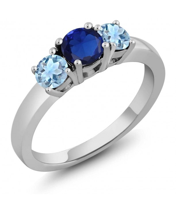 Simulated Sapphire Aquamarine Sterling Silver