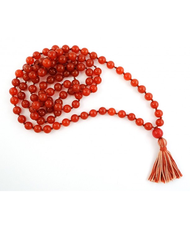 Carnelian Stone Knotted Prayer Necklace