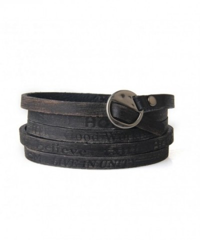 Jenia Engraved Leather Bracelet Multilayer