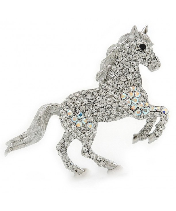 Clear Austrian Crystal Horse Brooch