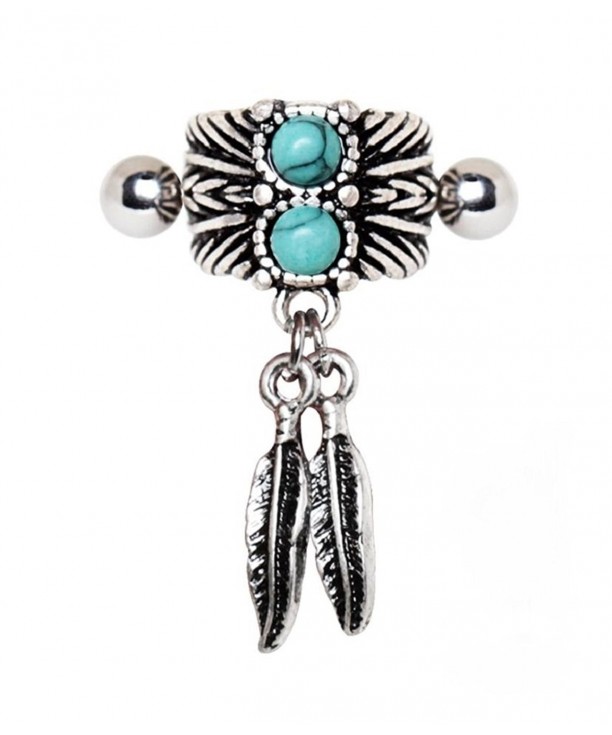 Turquoise Feather Cartilage Earring Piece