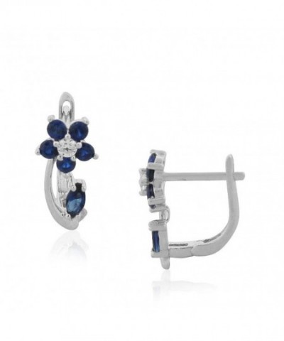 Sterling Silver Sapphire Tone Flower Earrings