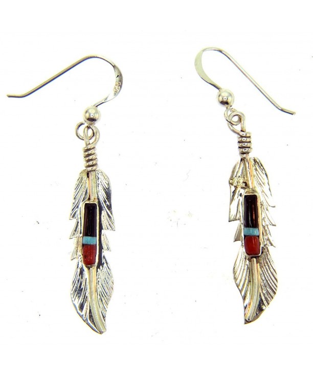 Beautiful Sterling silver Feather earrings inlayed