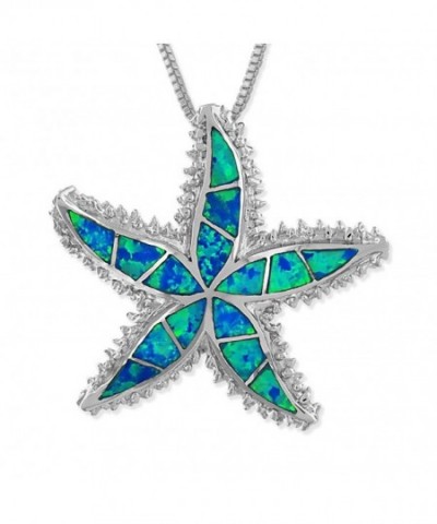 Sterling Silver Synthetic Starfish Necklace