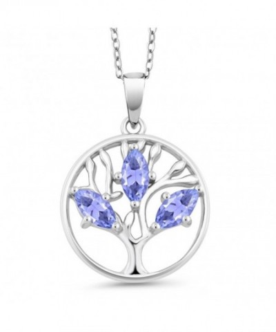 Marquise Tanzanite Sterling Silver Pendant