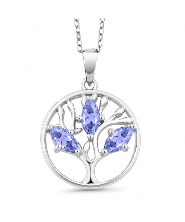 Marquise Tanzanite Sterling Silver Pendant