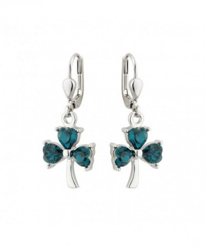 Shamrock Irish Earrings Rhodium Crystals