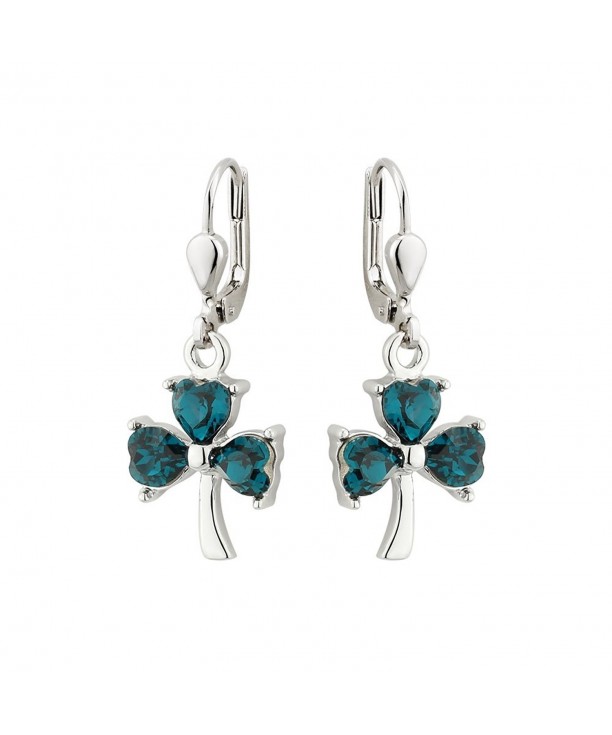 Shamrock Irish Earrings Rhodium Crystals