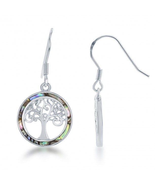 Sterling Silver Abalone Circle Earrings