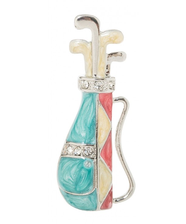 Golf Club Brooch Crystal Accents