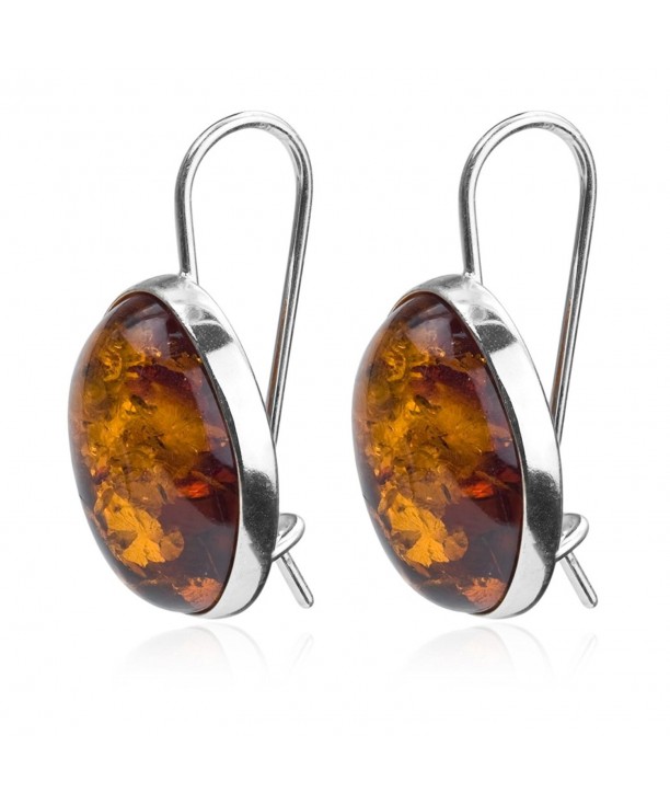 Amber Sterling Silver Large Earrings