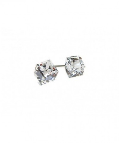 Argent Tilted Austrian Crystal Earrings