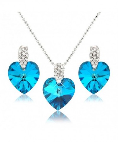 Ocean Blue Heart Necklace Earring