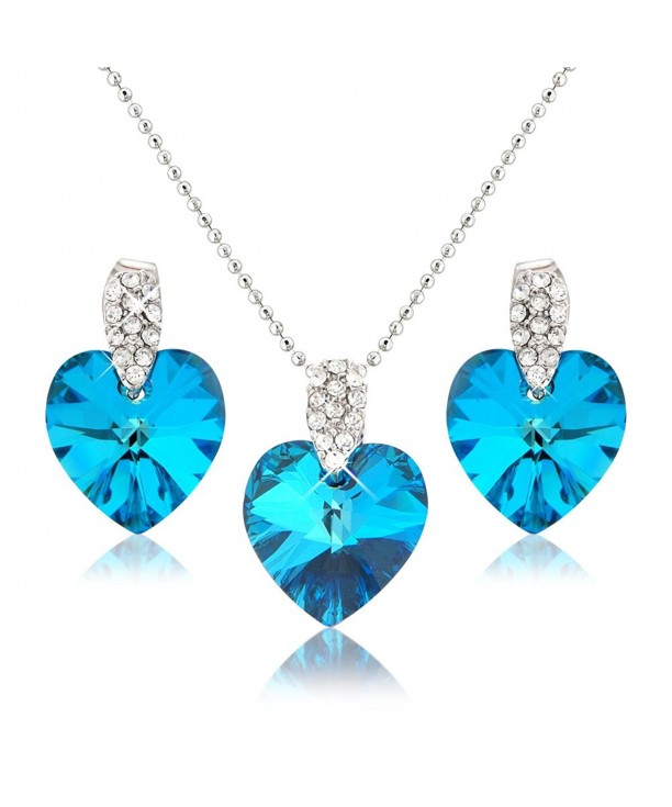 Ocean Blue Heart Necklace Earring