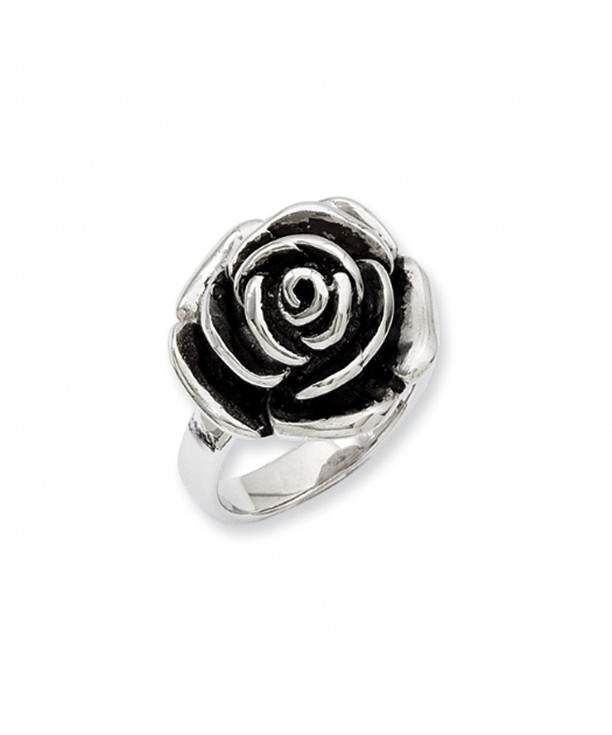 Stainless Steel Oxidized Flower Ring