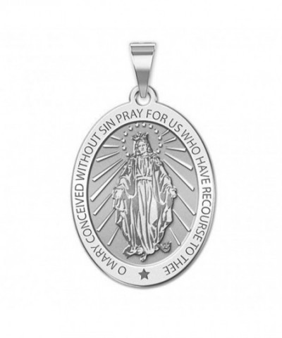 Miraculous Medal Oval Pendant Sterling